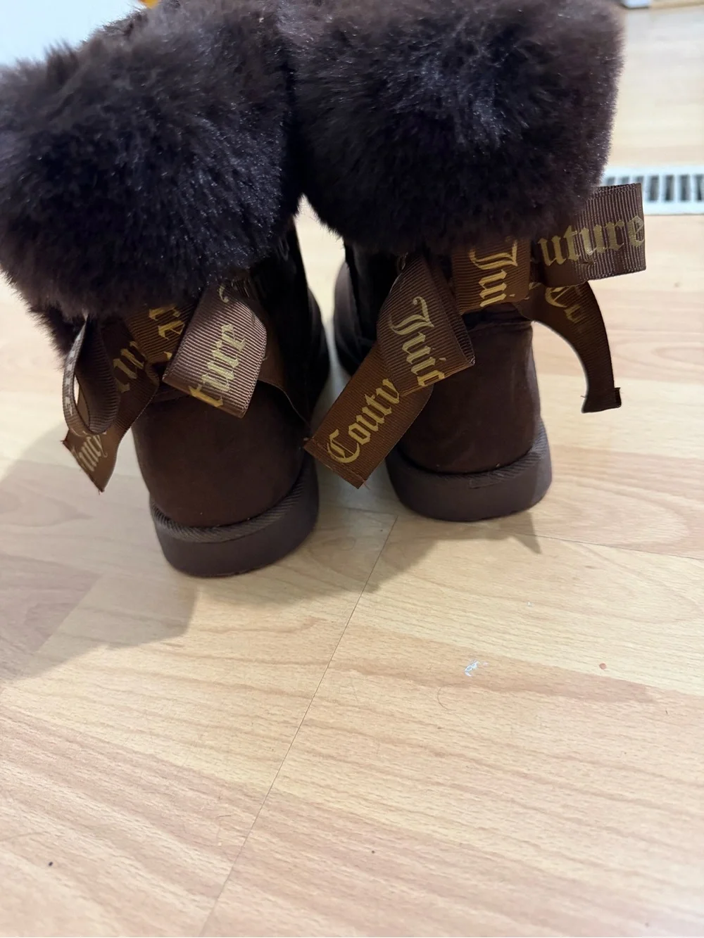 Juicy Couture Dark Brown Faux-Fur Cuffed Kids Boots